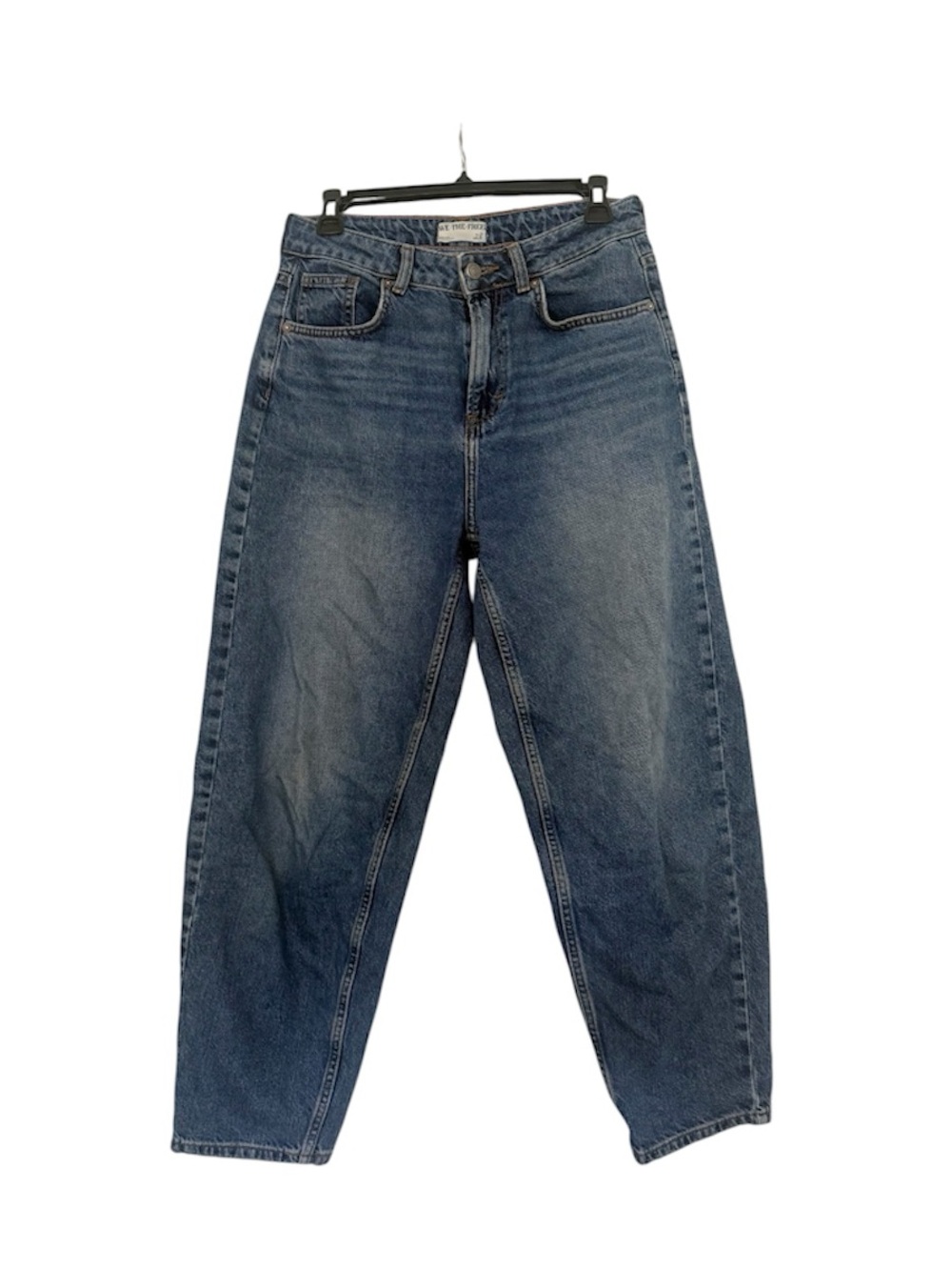 Free People Barrel Leg Baggy Oversized Jeans Medium Blue Wash Size 28